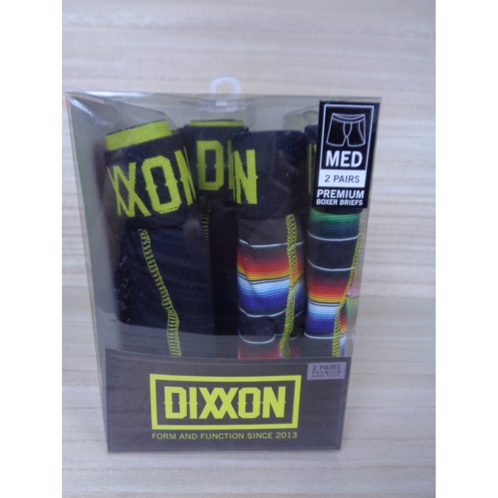 Dixxon Boxer Briefs Premium 2 Pack Mens Size Medium Black/Rainbow